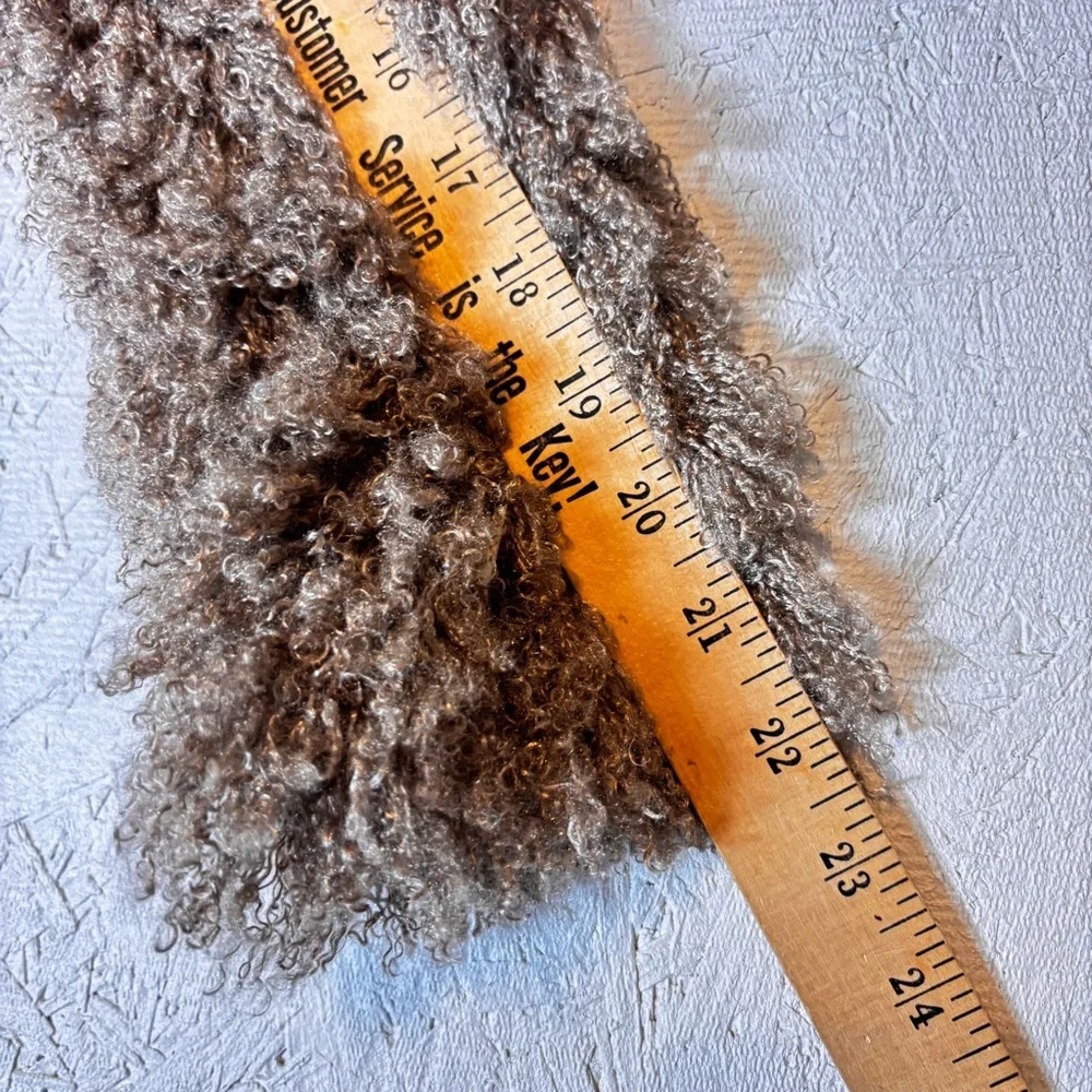 NWT Max Studio Womens Size S Faux Curly Lamb Fur Satin Tie Jacket Super Cute Tan - Picture 10 of 10